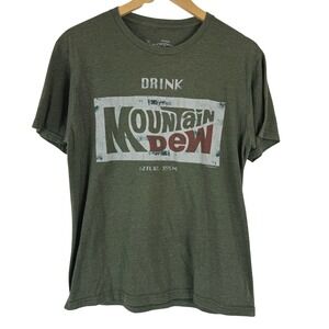 Savvy Mountain Dew Graphic T-Shirt Mens Medium Heather Green Retro Soda 2018